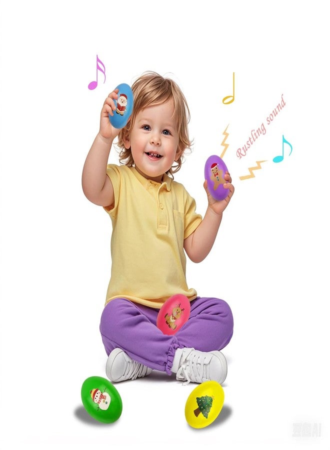 OCBTOW 6 Pack Christmas Wooden Shake Eggs Musical Eggs Shakers for Toddlers Kids Girls Boys Christmas Stocking Stuffers Gifts Party Favors - Image 3